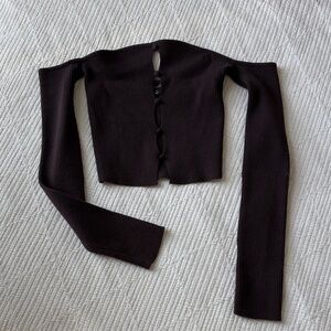 Mauve off the shoulder Ribbed Knit Top